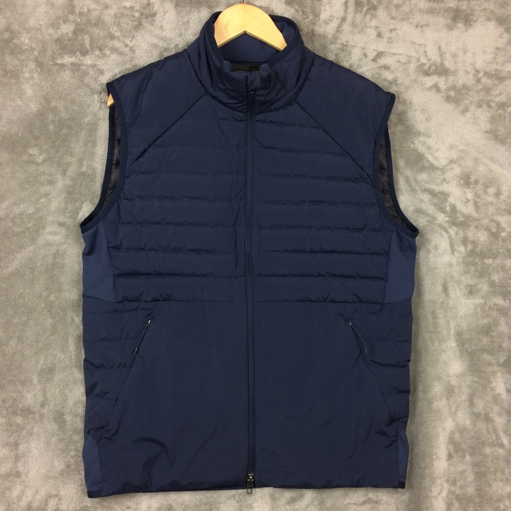 Lululemon Down for It All Vest Mens Large PrimaLoft Goose Down Blue Puffer LOGO